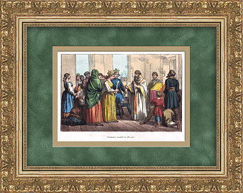  "Православный обряд венчания в России" старинная литография 19 века