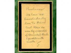 Томас Эдисон, карандашная записка с подписью «Е» датирована 1924 годом