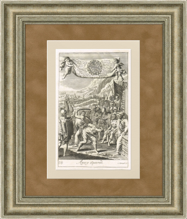Сцены сражений из Библии. Двусторонняя большая гравюра 1701 года