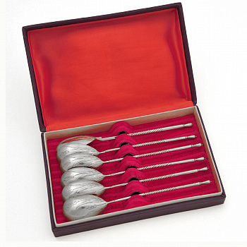 Набор чайных ложек "Камыши". Российская империя, серебро 84 пробы