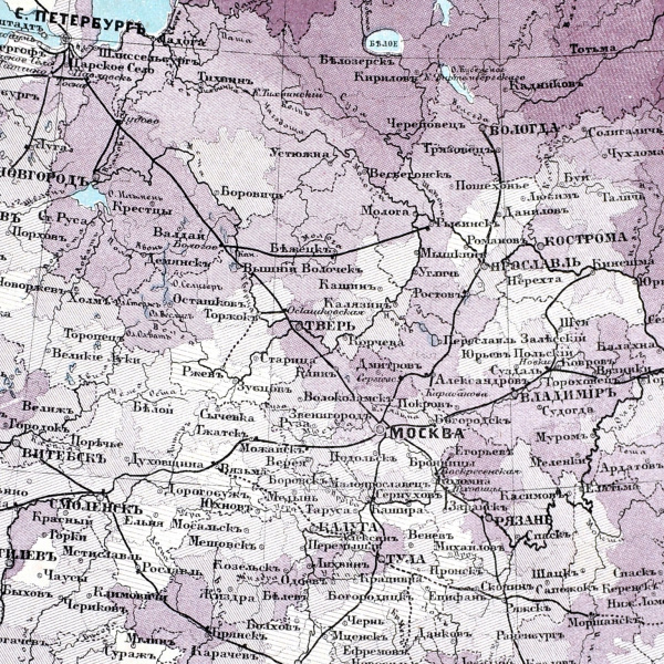 площадь казенных лесов в уездах европейской россии. старинная карта