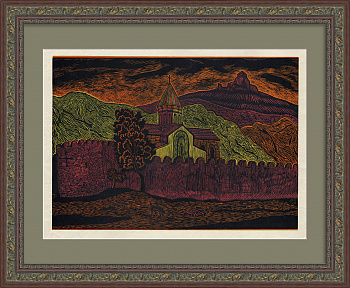 Собор Светицховели, Грузия. Советская линогравюра