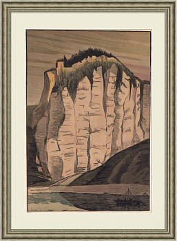 Побережье Камы. Белые горы. Старинная линогравюра