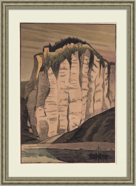 Побережье Камы. Белые горы. Старинная линогравюра