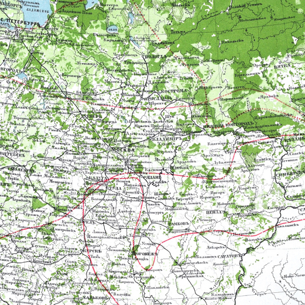 карта лесов россии высокой детализации, дореволюционная