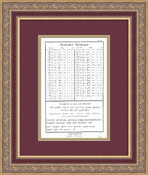 Грузинский алфавит. Старинная гравюра 18 века, Дидро