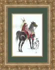 Королева франков Брунгильда на коне, цветная литография конца 19 века
