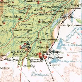 Бухарский округ Узбекской ССР, старинная карта, 1927 г.