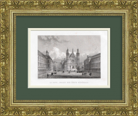 Гаага в Голландии, замок Бинненхоф. Гравюра 1857 года