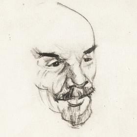 Портреты Ленина, зарисовки с натуры. Цинкография, 1928 г.
