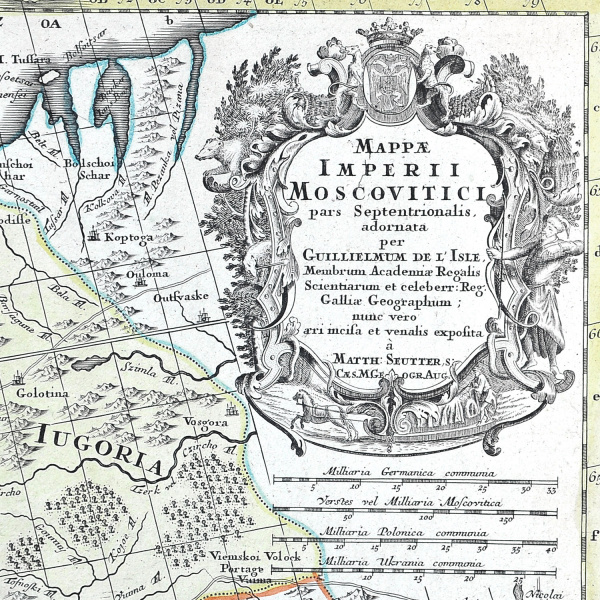 старинная карта "империя московитов", картографа маттиаса зойтера, 1730 год