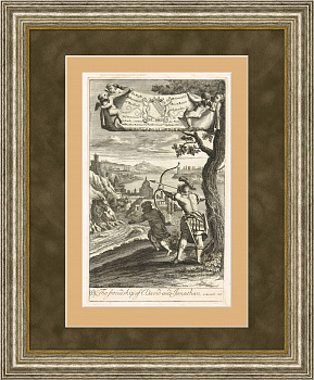 Двусторонняя гравюра 1701 года, со ценами из Библии, Ветхий Завет Двусторонняя гравюра 1701 года, со ценами из Библии, Ветхий Завет