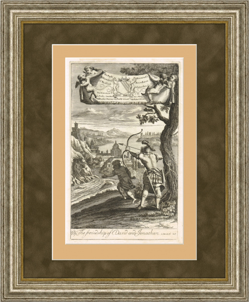 Двусторонняя гравюра 1701 года, со ценами из Библии, Ветхий Завет Двусторонняя гравюра 1701 года, со ценами из Библии, Ветхий Завет