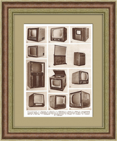 Советские телевизоры: "Рубин", "Москва", "Рекорд". Тиражная иллюстрация