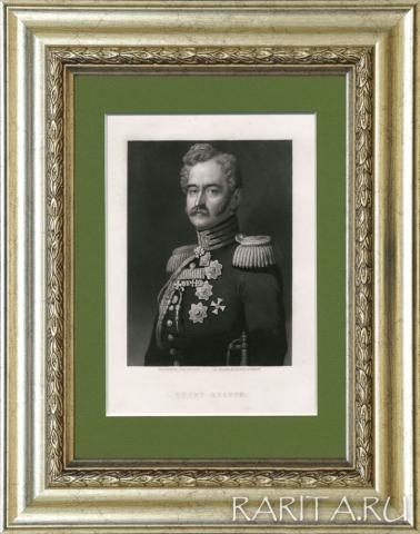 Русский дипломат и государственный деятель граф А.Ф. Орлов, антикварная гравюра