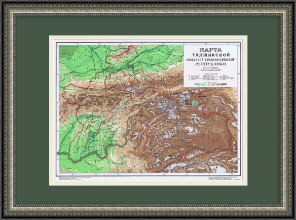 Карта Таджикской ССР 1950 года