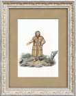 Повседневный женский костюм обских остяков, гравюра с ручной раскраской, 1816 г.