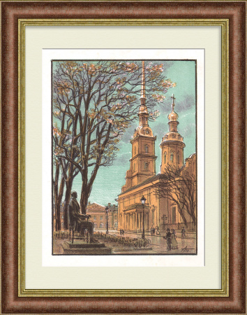 Петропавловский собор в Санкт-Петербурге. Авторская гравюра