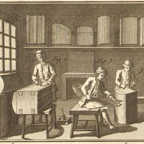 Изготовление  сундуков, чемоданов, кофров. Три гравюры XVIII века