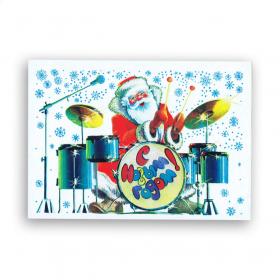 Дед мороз барабанщик поздравляет с Новым годом! Открытка СССР