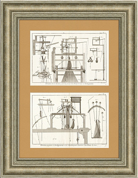 Устройство ткацкого станка. Антикварные гравюры