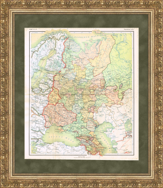 Европейская Россия, старинная карта, 1928 г., кабинетный формат