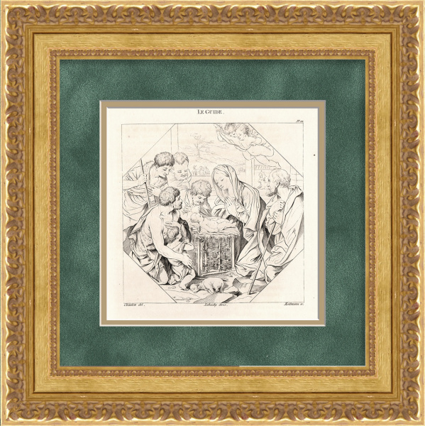 Поклонение пастухов. Старинная гравюра Поклонение пастухов. Старинная гравюра