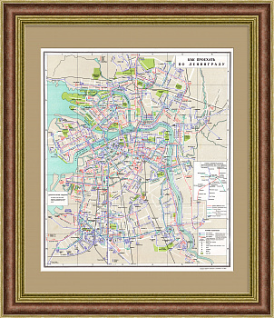 Ленинград со схемой метро и маршрутами наземного транспорта. Карта 1970 года