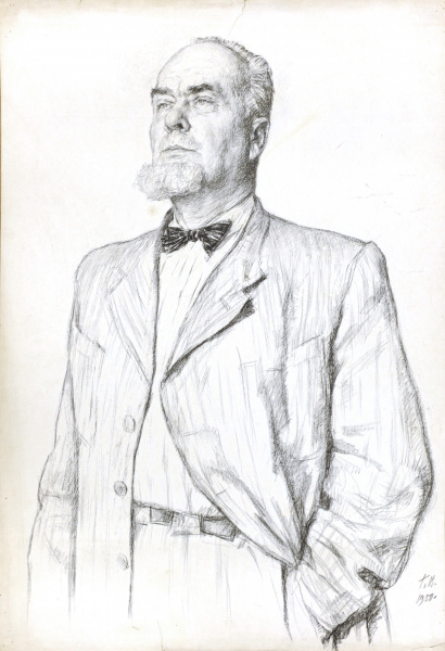 Большой портрет Константина Юона. Авторская литография Верейского