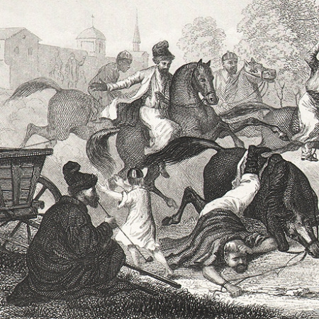 всадники: русские, киргизы, балканцы, турки. редкая антикварная гравюра 19 века