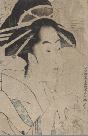 ксилография "гейша из чайного дома ваканая", редкость