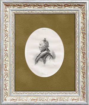 Русская императрица Екатерина II, старинная гравюра