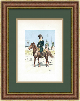Казачий сотник на коне. Литография конца 19 века
