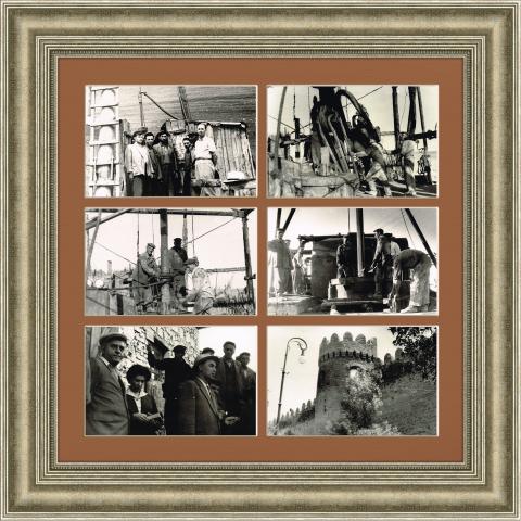 Нефтедобыча в Баку в 1960 г., панно в архивными фотографиями
