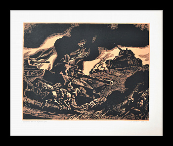 Танковый бой на Курской дуге. Авторская гравюра