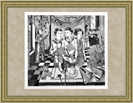Кружок космической физики. Авторский офорт, 1977 г.