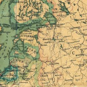 Россия и Европа в 1930-х годах, старинная карта, большой формат