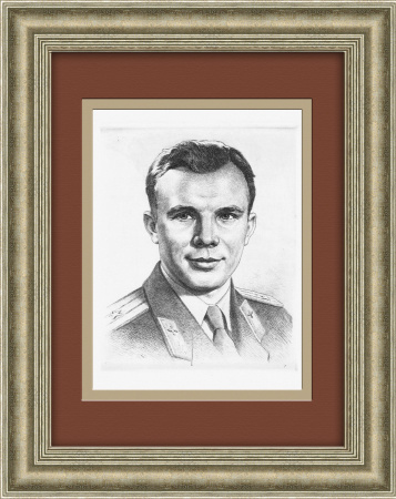 Юрий Гагарин, авторская гравюра П. Белоусова