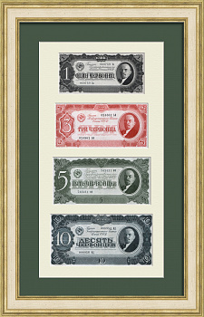 Антикварное панно с червонцами СССР 1937 года