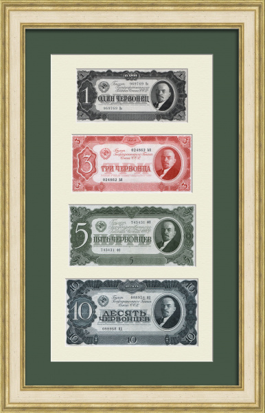 Антикварное панно с червонцами СССР 1937 года