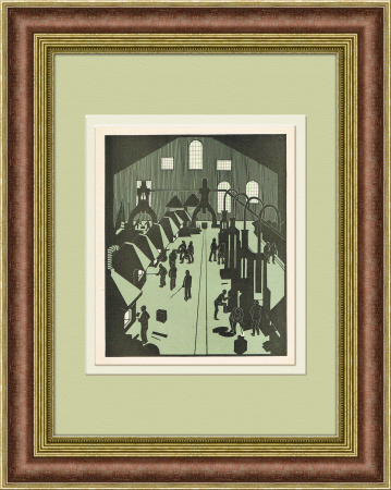 Мытищинский машиностроительный завод, линогравюра, 1921 г.