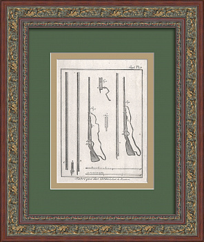 Мушкеты. Военное оружие эпохи Просвещения, уникальная гравюра 18 века