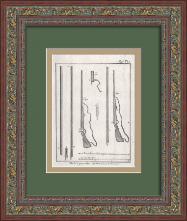 Мушкеты. Военное оружие эпохи Просвещения, уникальная гравюра 18 века