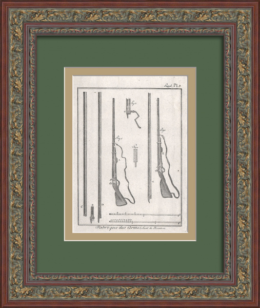 Мушкеты. Военное оружие эпохи Просвещения, уникальная гравюра 18 века