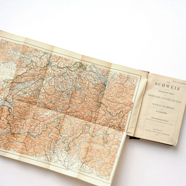 путеводитель по швейцарии с картами и планами, старинное издание