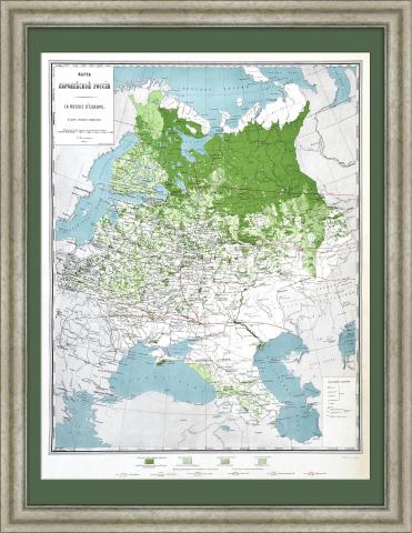 Карта лесов России высокой детализации, дореволюционная