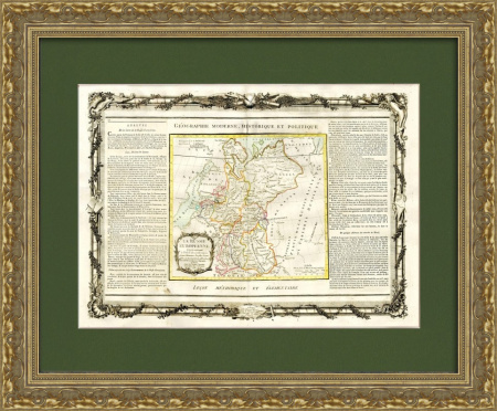Россия в Европе: география, история и политика. Старинная карта с ручной раскраской