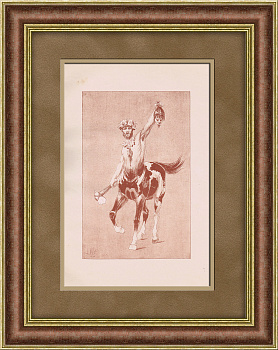 История верховой езды: древний кентавр. Антикварная литография