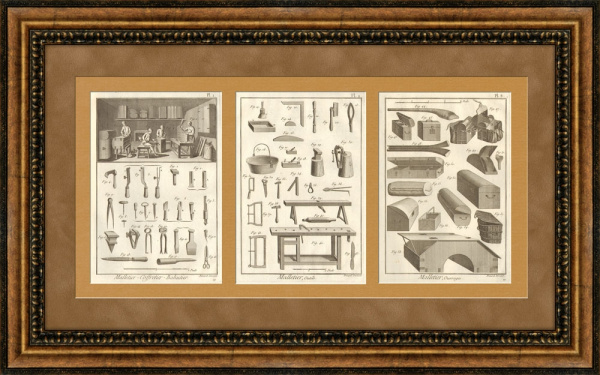 Производство сундуков, чемоданов, кофров. Гравюры из энциклопедии Дидро (серия "Ремесла").