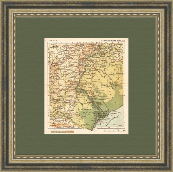 Нижне-Волжский край: Саратов, Волгоград, АССР Немцев Поволжья. Довоенная карта